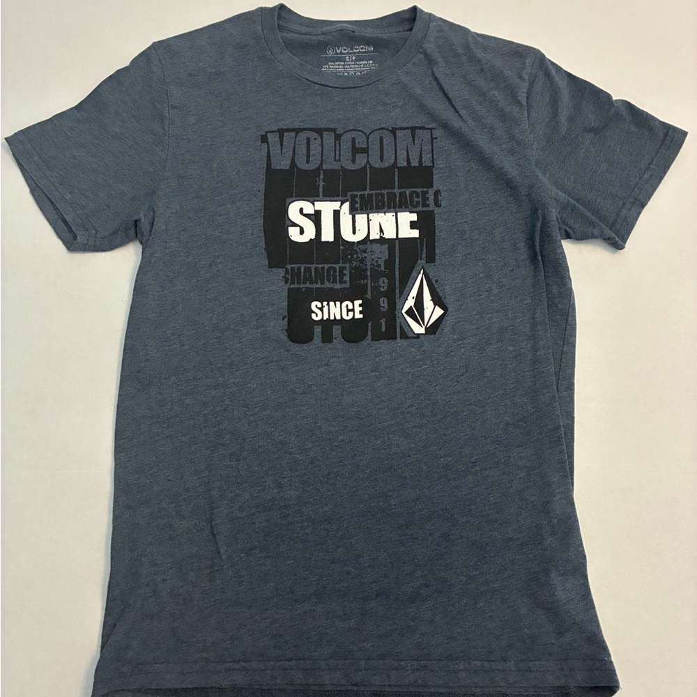 Volcom Blue Short Sleeve Tee Graphic Design